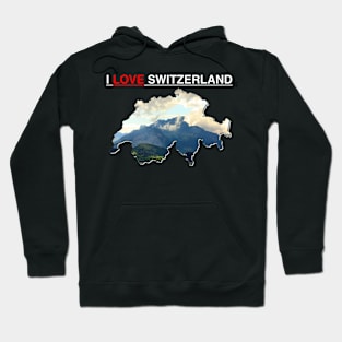 I Love Switzerland Map Mountains Hoodie